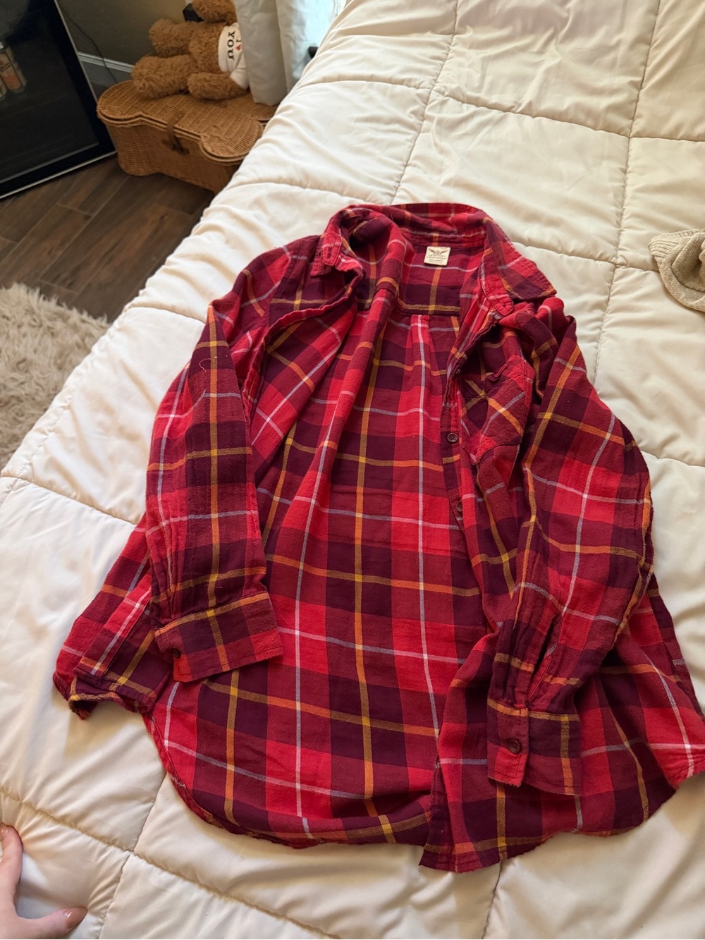 Red Plaid Button-Up
